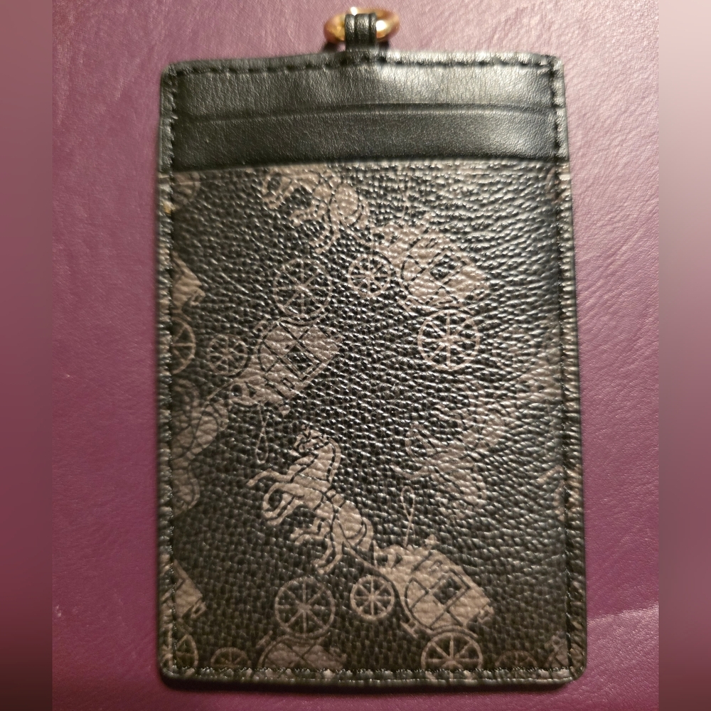 Coach Black Leather Card Holder (NO LANYARD)